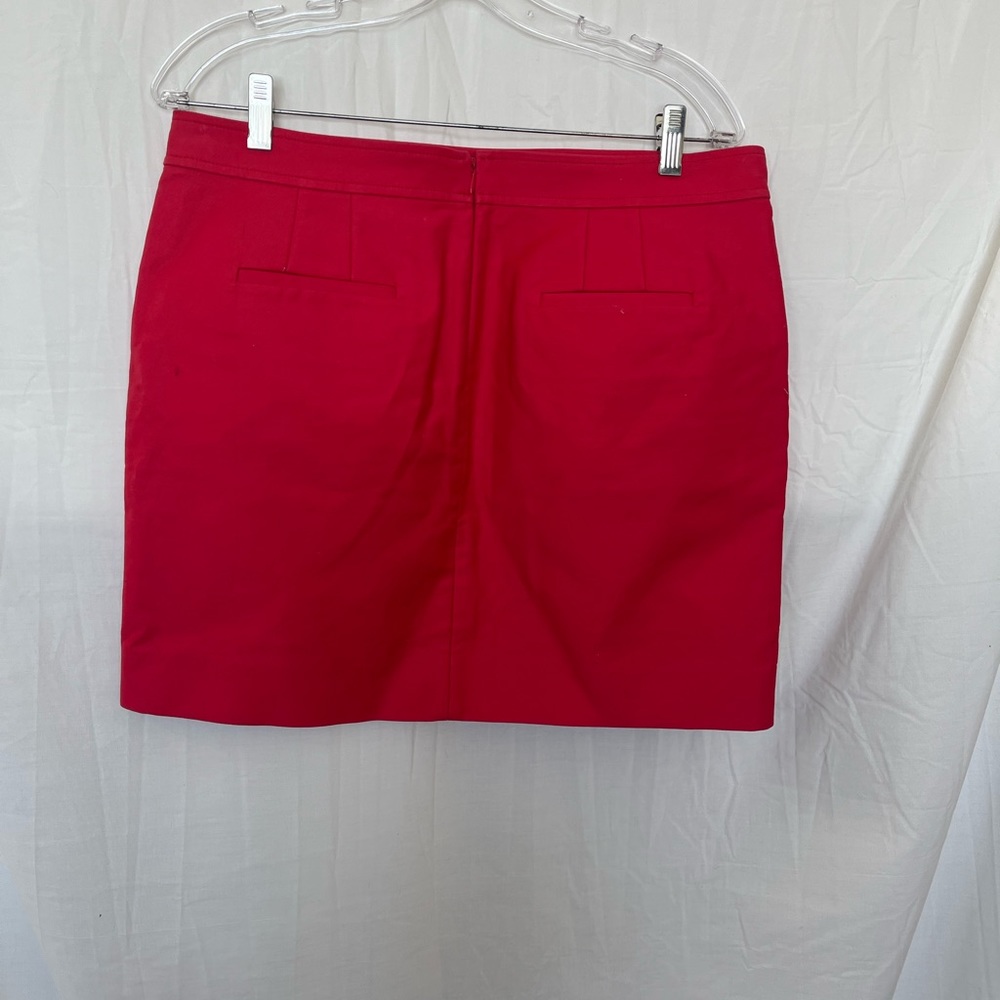 J.Crew Postage Stamp Sailor Mini Skirt Size 10 Reddish Pink Pockets - Picture 2 of 9
